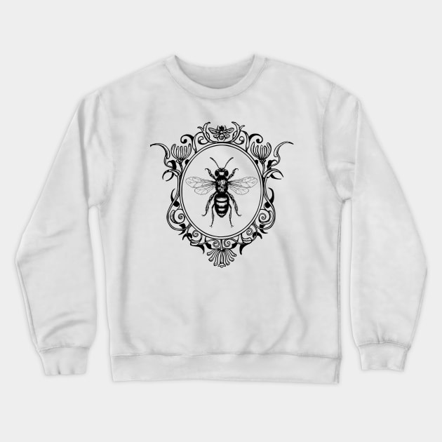 Vintage black and white queen bee illustration Crewneck Sweatshirt by Danielleroyer